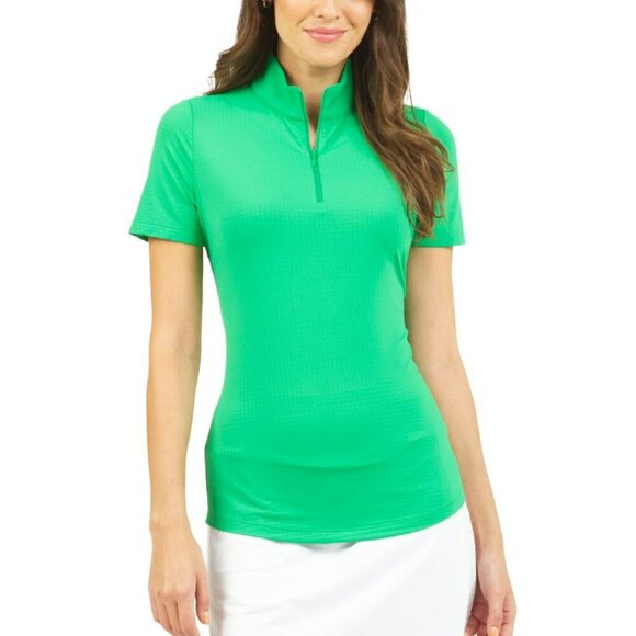 IBKUL Isleworth Ladies Polo Zip Mock Neck Green XS NWT - Picture 1 of 11